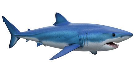 Obraz premium Blue Shark Swimming in Open Ocean