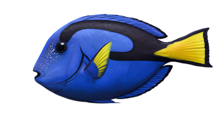 Blue Tang Swimming Among Coral