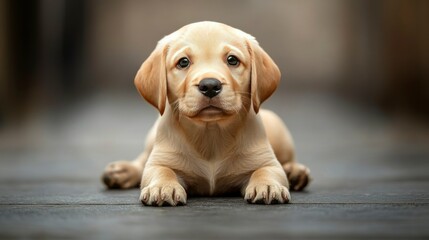 Adorable Yellow Labrador Retriever Puppy Portrait