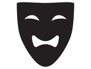DRAMA MASK SILHOUETTE WHITE BACKGROUND