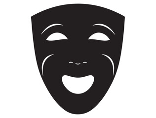 DRAMA MASK SILHOUETTE WHITE BACKGROUND
