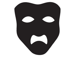 DRAMA MASK SILHOUETTE WHITE BACKGROUND