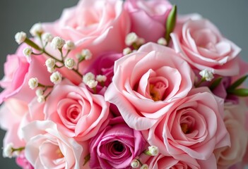 Obraz premium Close-up of elegant bridal bouquet, delicate flowers, close-up, image