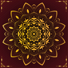 Traditional Floral Mandala Vector Design for Tattoo, Wall Art, Yoga, Meditation, Decoration, Fabric Print, Packaging, Greeting Card, Ornament, Poster with blood red color