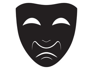 DRAMA MASK SILHOUETTE WHITE BACKGROUND