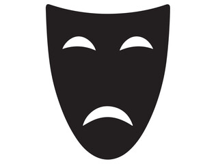 DRAMA MASK SILHOUETTE WHITE BACKGROUND