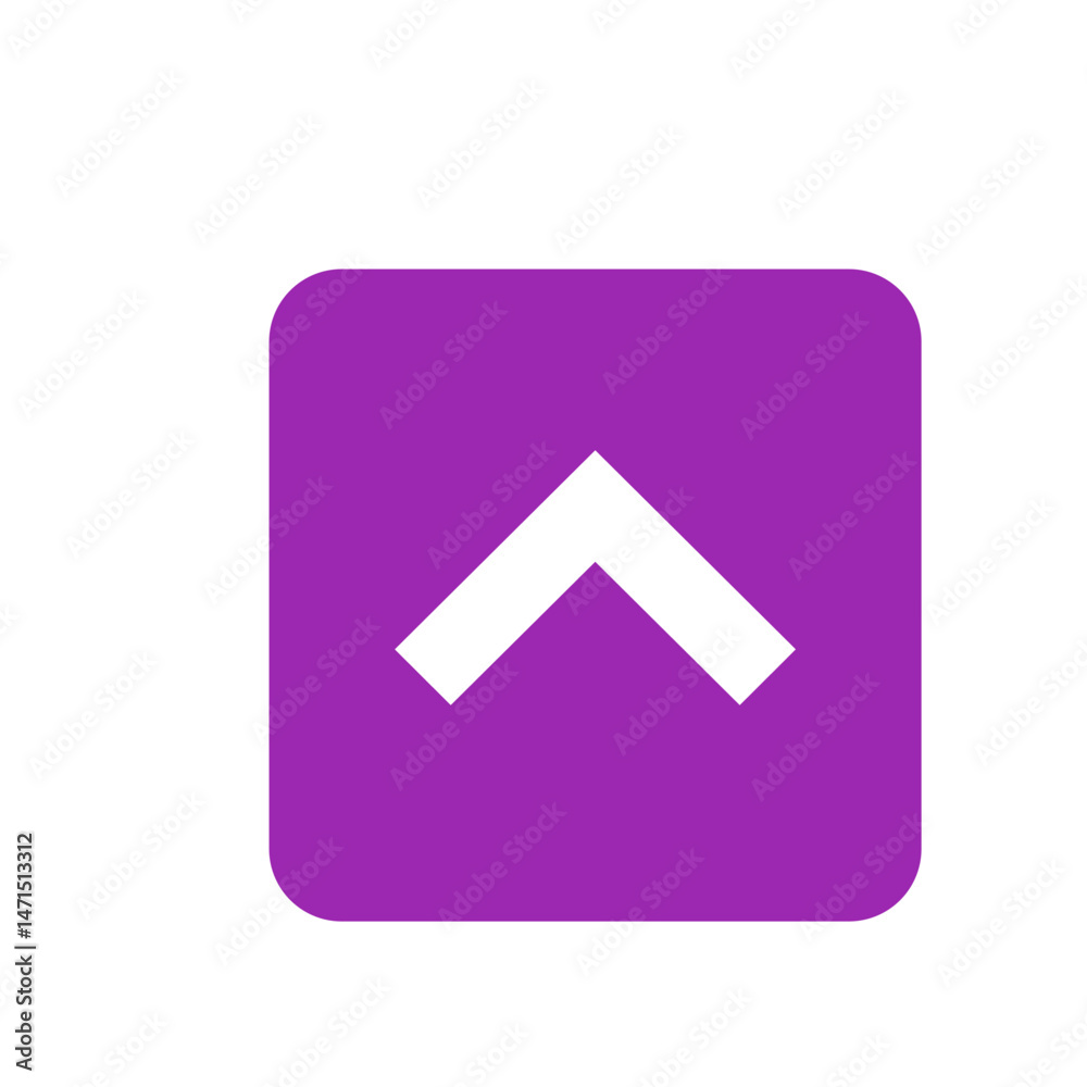 Poster purple rounded square containing a white arrow pointing upwards indicating direction or navigation e