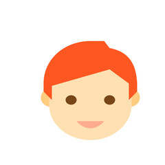 Fototapeta premium Illustration of a person with orange hair, brown eyes, and a light skin tone smiling on a white background
