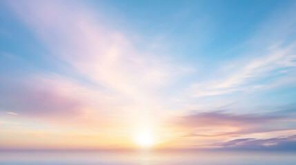 Fototapeta premium A serene sunset with colorful clouds and a calm horizon.