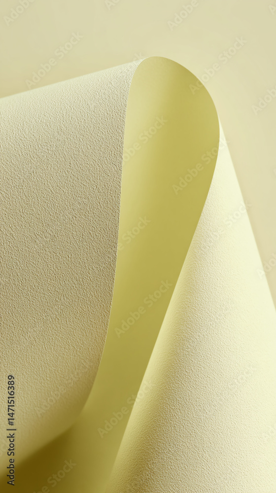Poster pale yellow textured paper, softly curved, creating an elegant abstract design suitable for backgrou