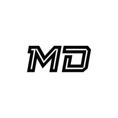 MD monogram logo design letter text name symbol monochrome logotype alphabet character simple logo