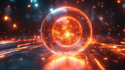Obraz premium Illuminated energy sphere with digital background