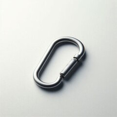 Minimalist Metal Carabiner on Clean White Background