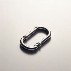 Minimalist Metal Carabiner on Clean White Background