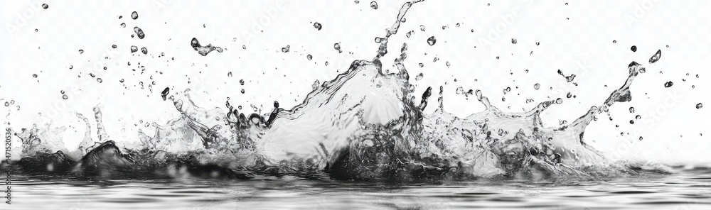 Aufkleber dramatic monochrome image of a water splash, showcasing the dynamic movement and texture of liquid i