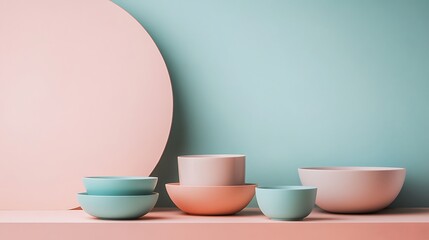 Pastel Bowls Minimalist Still Life.
