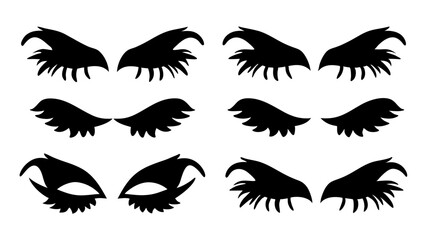 Set of eyelashes silhouette