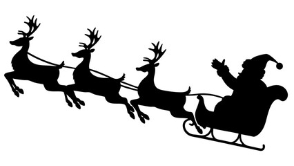 Santa with reindeer silhouette
