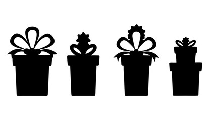 Gift box icons in Trendy Flat style. Gift boxes with ribbon icons set