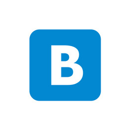 White letter b centered on a rounded cornered blue square creating a simple and modern graphic design icon