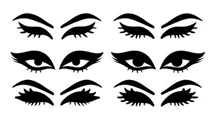 Set of eyelashes silhouette