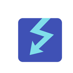 Light blue lightning bolt on a dark blue rounded square background simple and clean design style icon