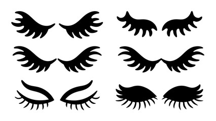Set of eyelashes silhouette