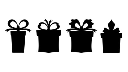 Gift box icons in Trendy Flat style. Gift boxes with ribbon icons set