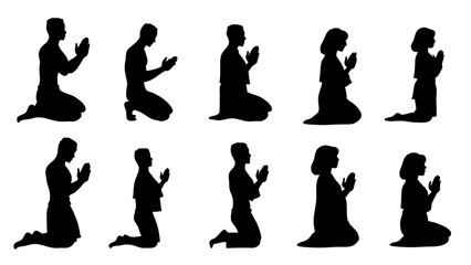set of men and women in various prayer silhouette