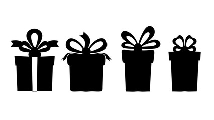 Gift box icons in Trendy Flat style. Gift boxes with ribbon icons set