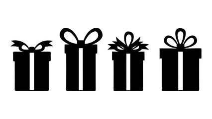 Gift box icons in Trendy Flat style. Gift boxes with ribbon icons set