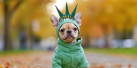 puppy dressed as statue of liberty 