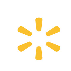 Illustration of a yellow spark composed of six rounded trapezoids arranged in a circular pattern on white