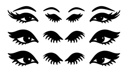 Obraz premium Set of eyelashes silhouette
