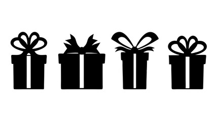 Gift box icons in Trendy Flat style. Gift boxes with ribbon icons set