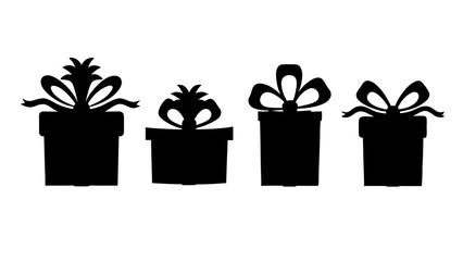 Gift box icons in Trendy Flat style. Gift boxes with ribbon icons set