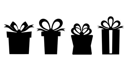 Gift box icons in Trendy Flat style. Gift boxes with ribbon icons set
