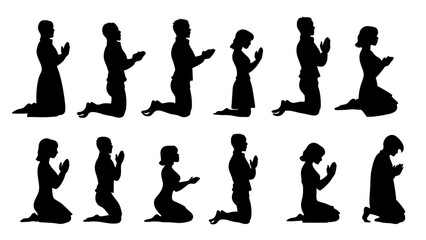 set of men and women in various prayer silhouette