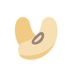 Illustration of a single tan colored bean with a brown hilum against a white background in cartoon style