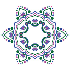Delicate new and unique colorful mandala design.
