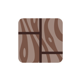 Illustration of a rounded square with brown wood grain and a dark brown grid pattern overlaying it