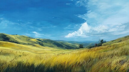 Obraz premium Endless meadows sway gently in the summer breeze