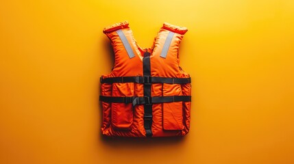 High-contrast image of foam life jacket centered with yellow background