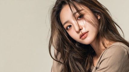 Naklejka premium Professional Portrait of Elegant Korean Woman