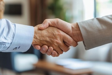 handshake senior couple investment business finance hand agent meeting agreement planning home