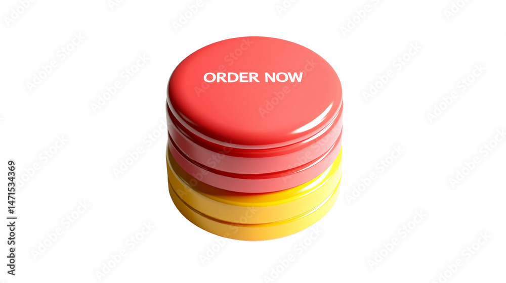 Poster clickable order now button with red and yellow layers to take action