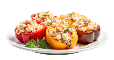 Colorful Stuffed Peppers on Transparent Background for Healthy Dinner and Salad Recipes