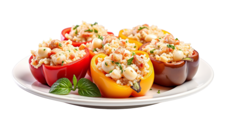 Colorful Stuffed Peppers on Transparent Background for Healthy Dinner and Salad Recipes