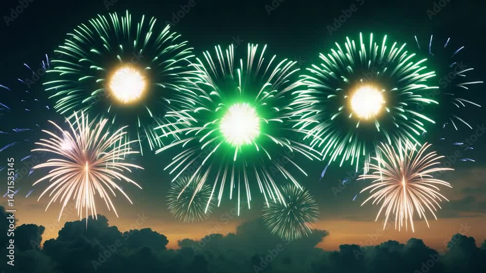 Poster abstract fireworks in color with blank text area.