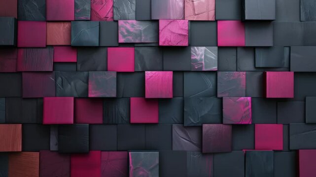 Wall of black and pink moving squares